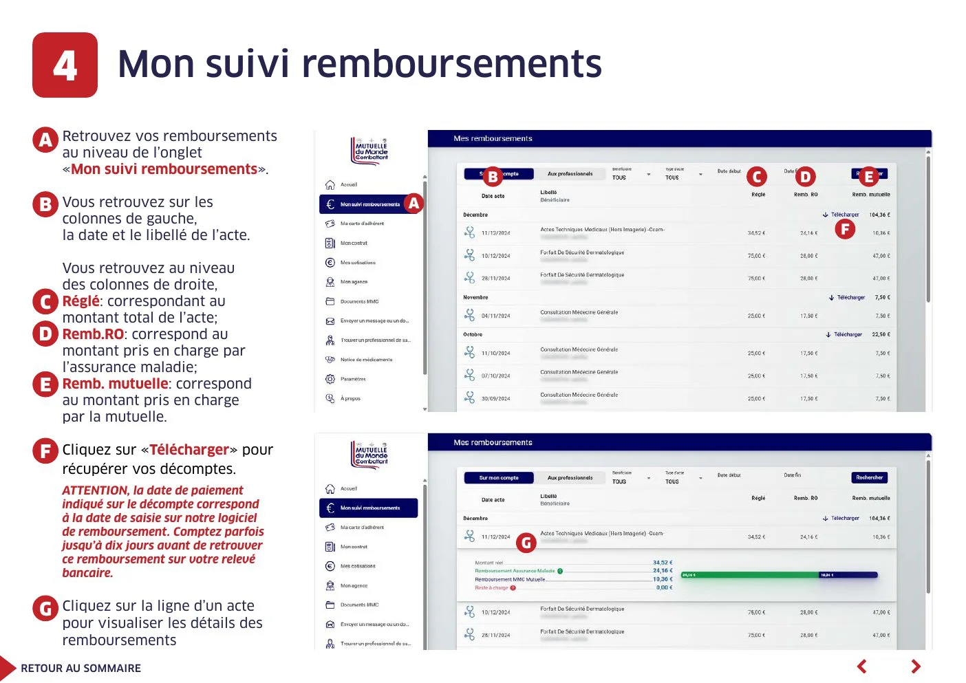 Suivi des remboursements